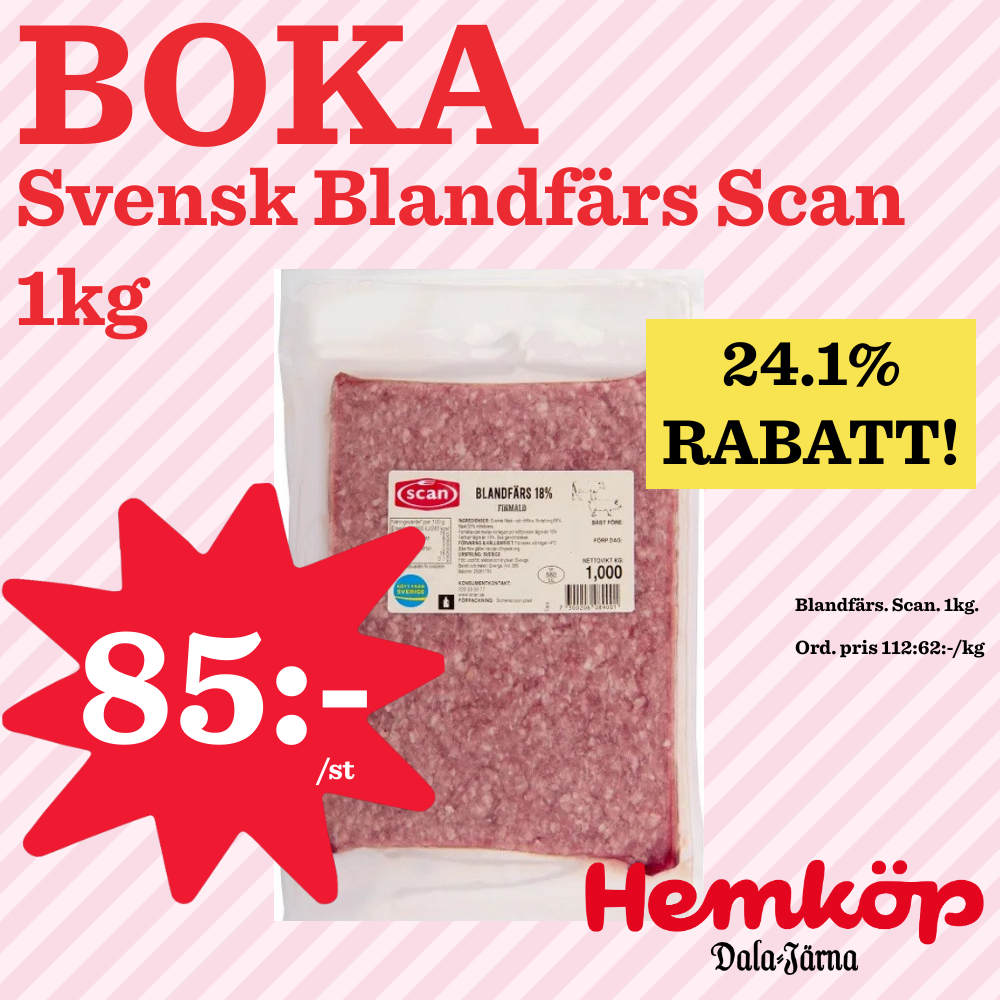 BOKA Blandfärs 1kg - Spara 34 KR!
