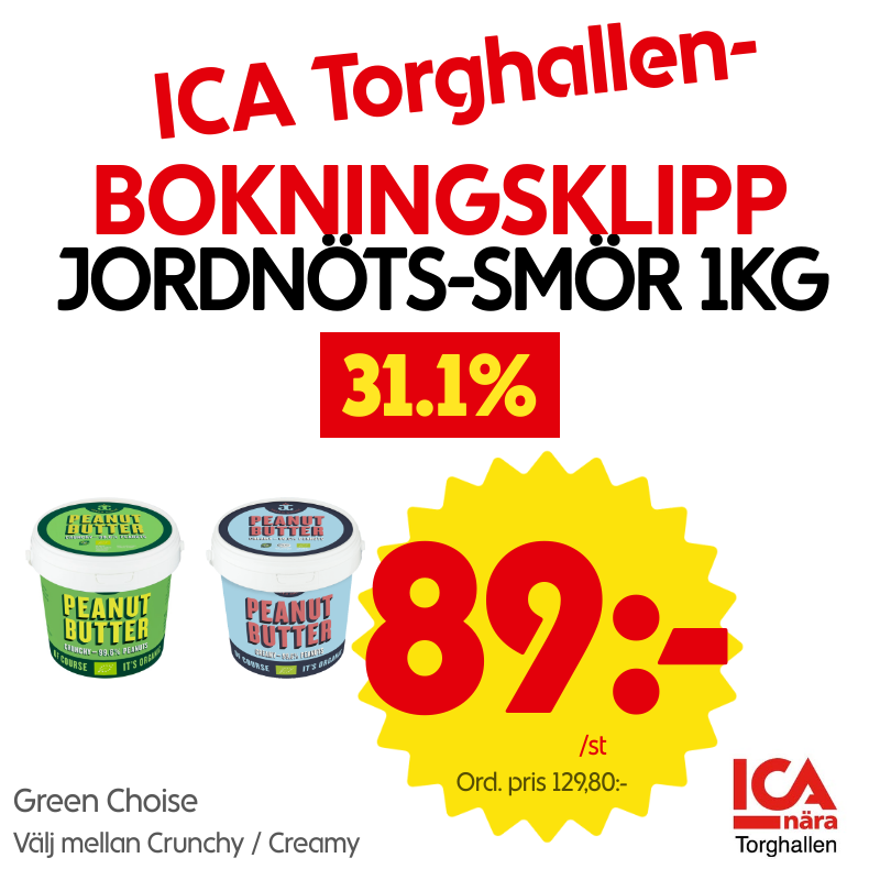 Jordnötssmör creamy 1kg, Jordnöts-smör Crunchy 1kg