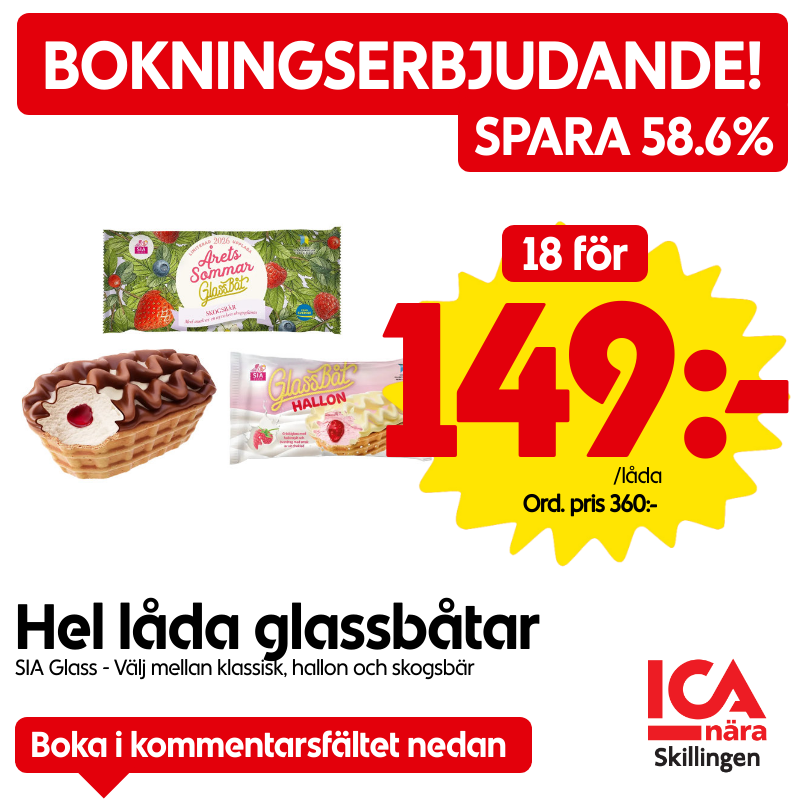 Glassbåtar klassisk, Glassbåtar hallon, Glassbåtar skogsbär