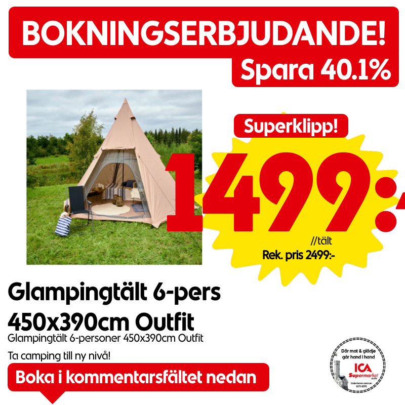 Glampingtält 6-pers 450x390cm Outfit