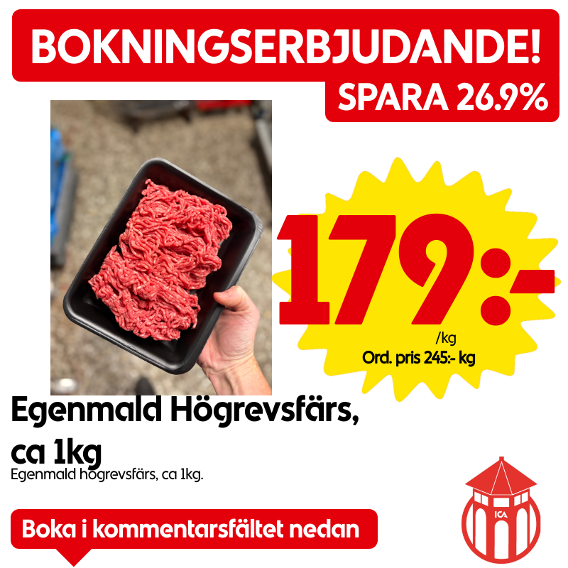 Egenmald Högrevsfärs ca 1kg