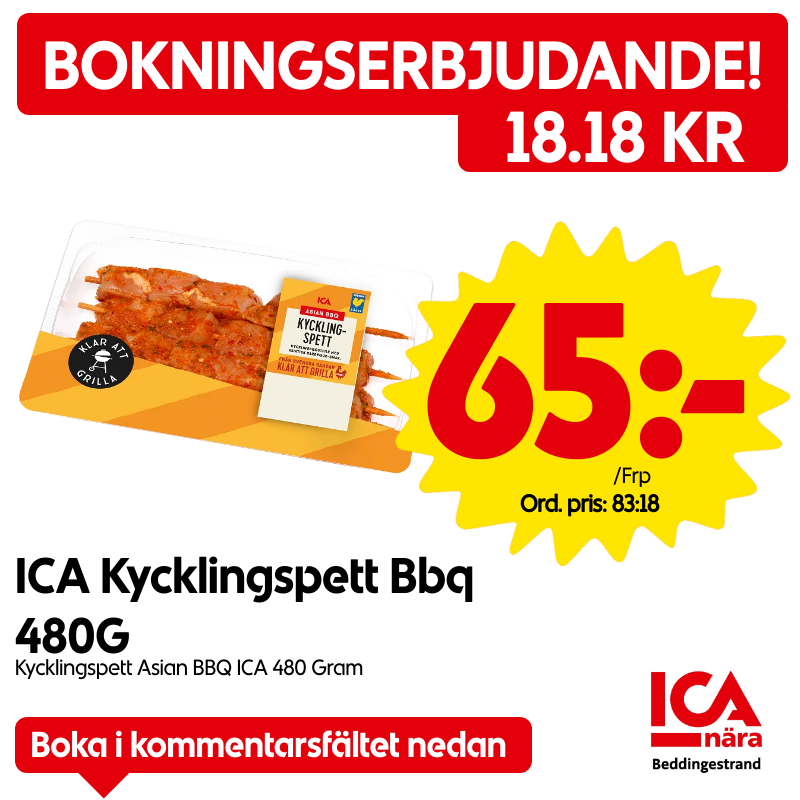 Grilla med ICA Kycklingspett 65:-!