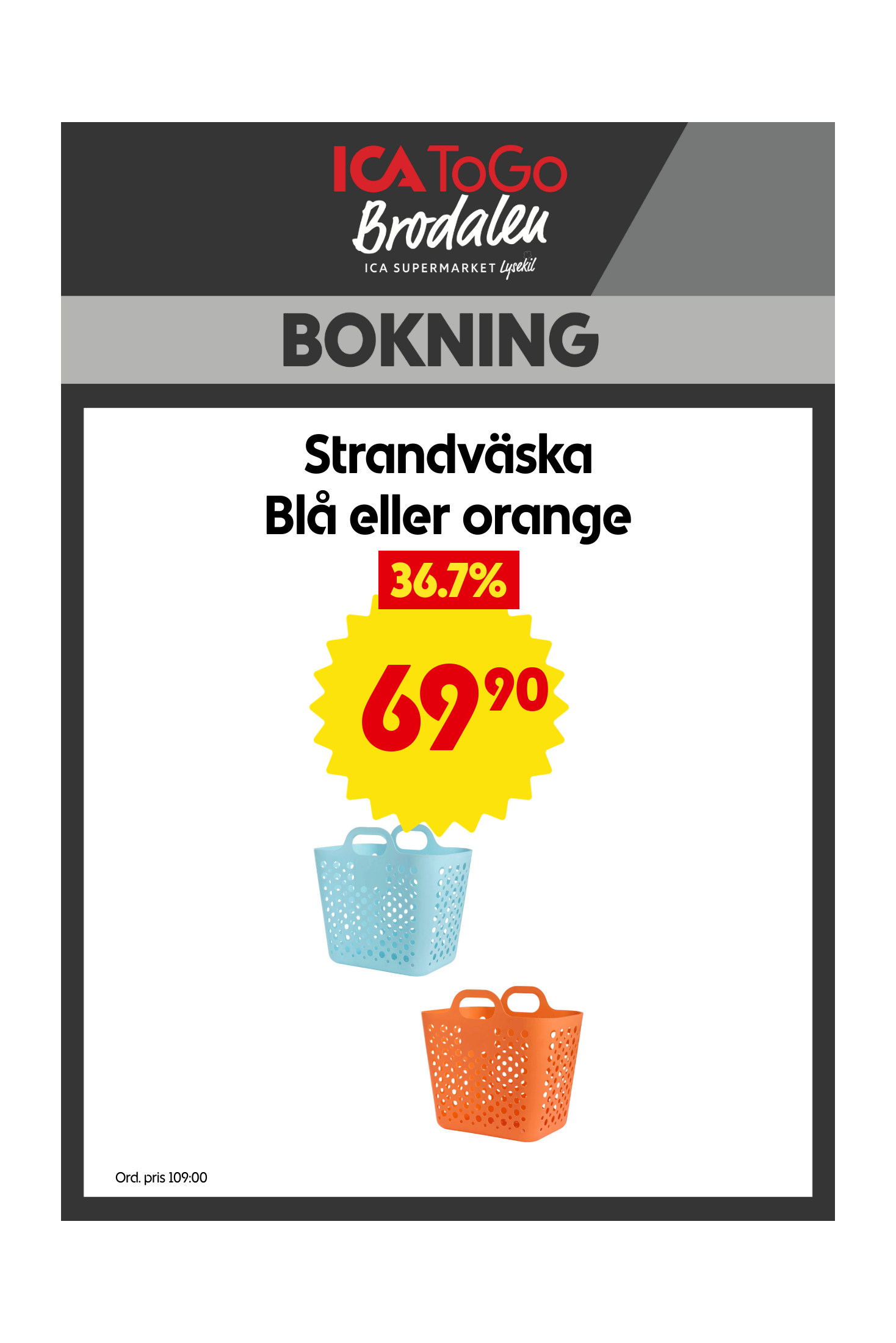 Strandväska Blå, Strandväska orange