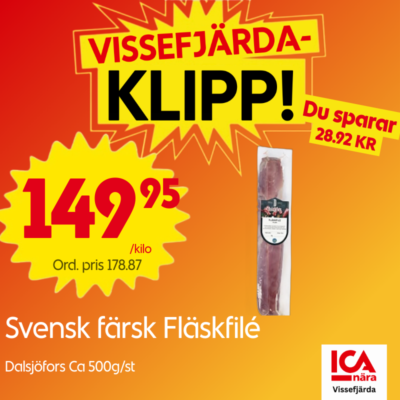 Svensk färsk fläskfilé per kg