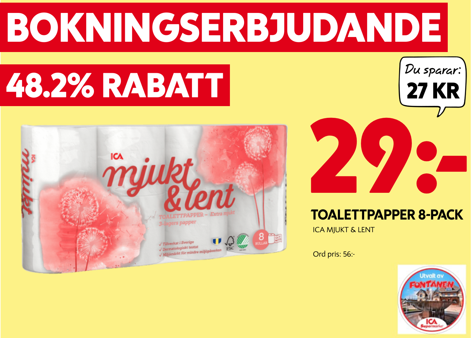 ICA Mjukt & Lent Toalettpapper 8-Pack