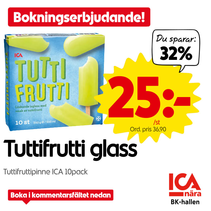 Tuttifrutti Glasspaket 10-pack för 25 kr!