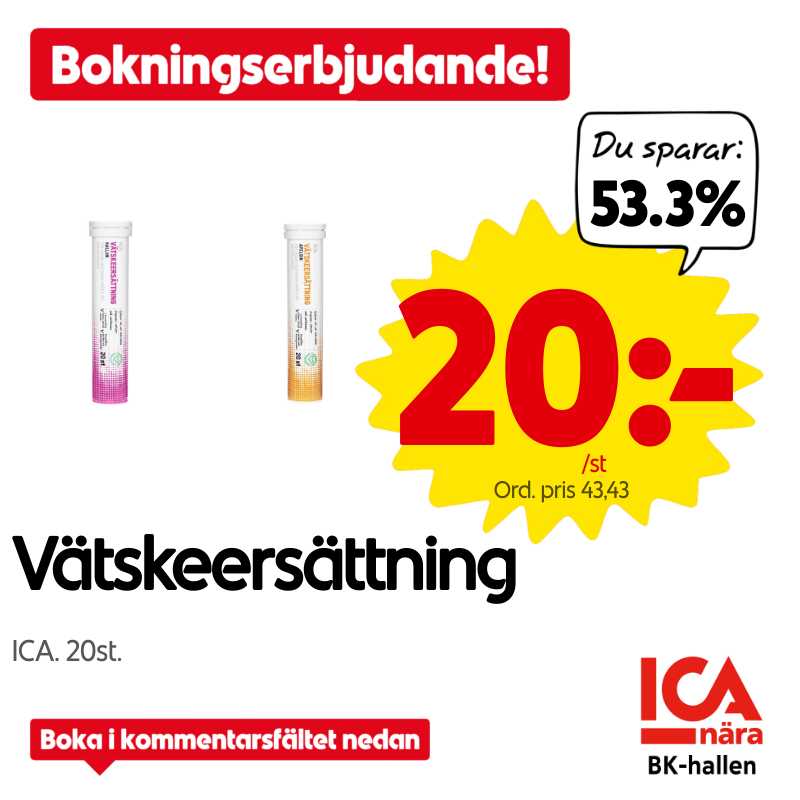 Superpris på vätskeersättning - Boka nu!